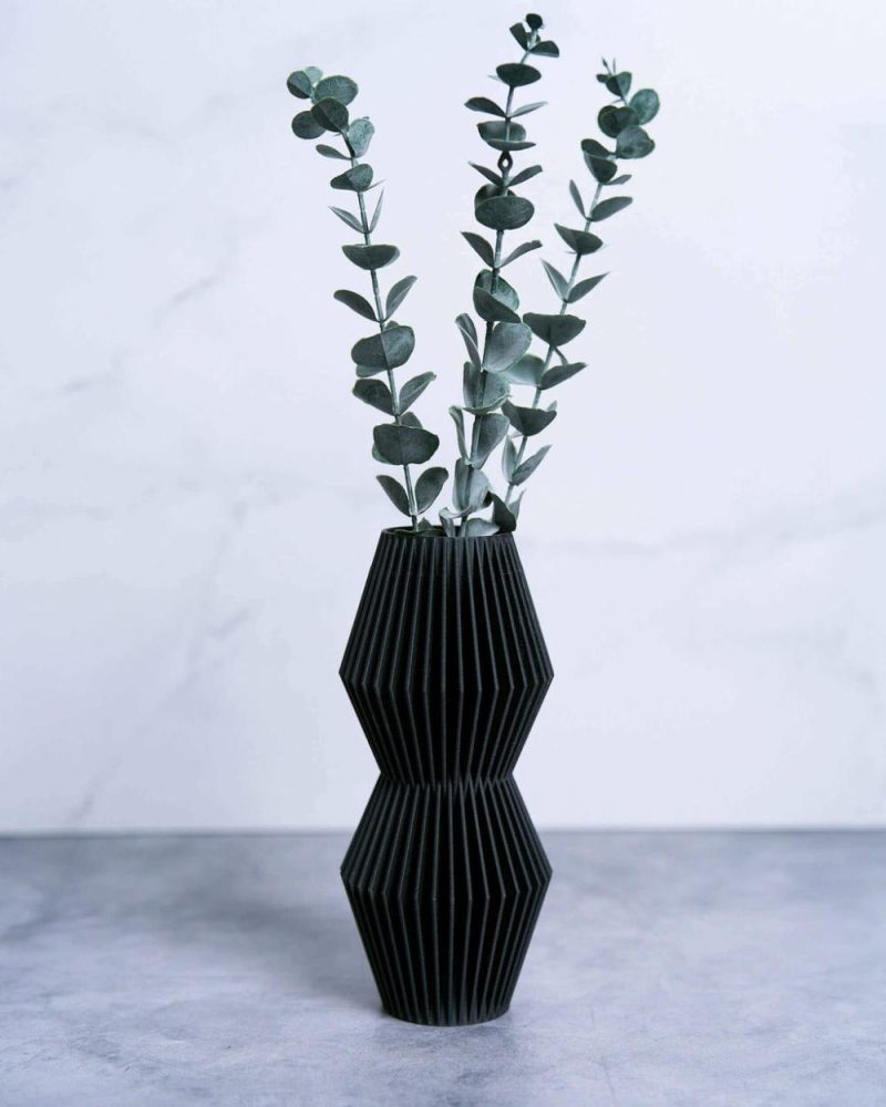 Organic Modern Vases | Luna™ Black Geometric Vase Shop Organic Modern Vases