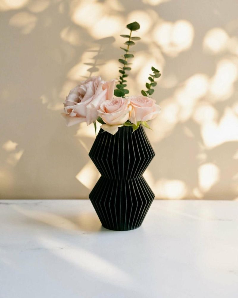 Organic Modern Vases | Luna™ Black Geometric Vase Shop Organic Modern Vases