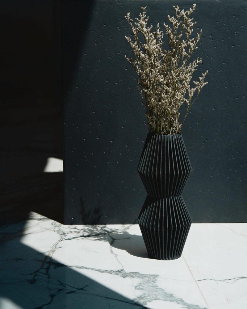 Organic Modern Vases | Luna™ Black Geometric Vase Shop Organic Modern Vases