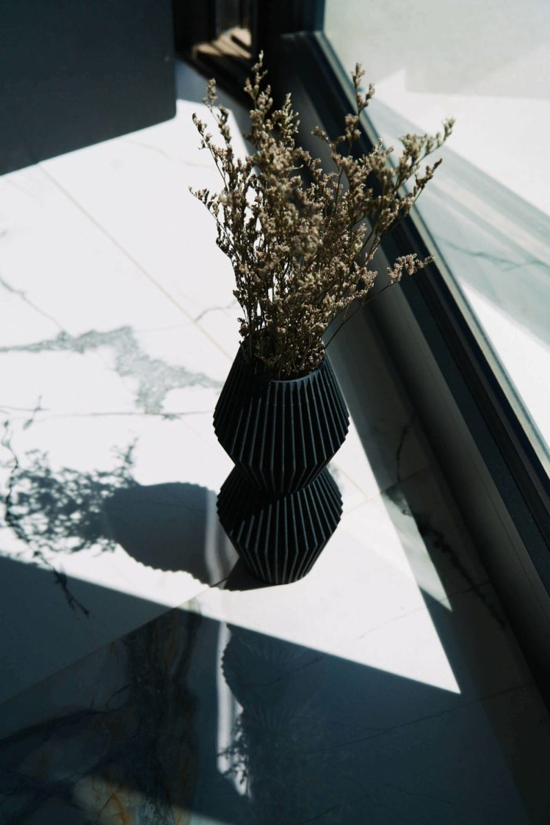 Organic Modern Vases | Luna™ Black Geometric Vase Shop Organic Modern Vases