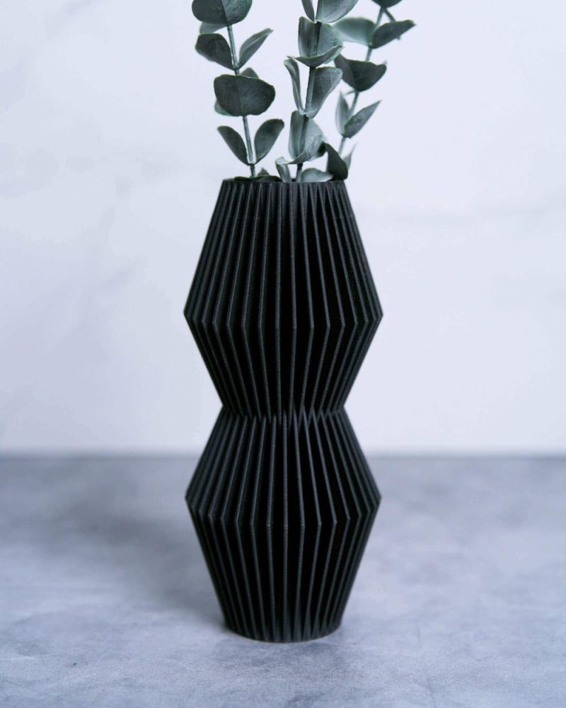 Organic Modern Vases | Luna™ Black Geometric Vase Shop Organic Modern Vases